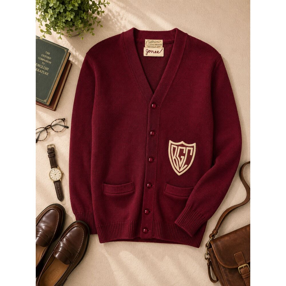 Vintage Criterion Knitting Co Letterman Cardigan USA Made Size Medium-Large(A12)